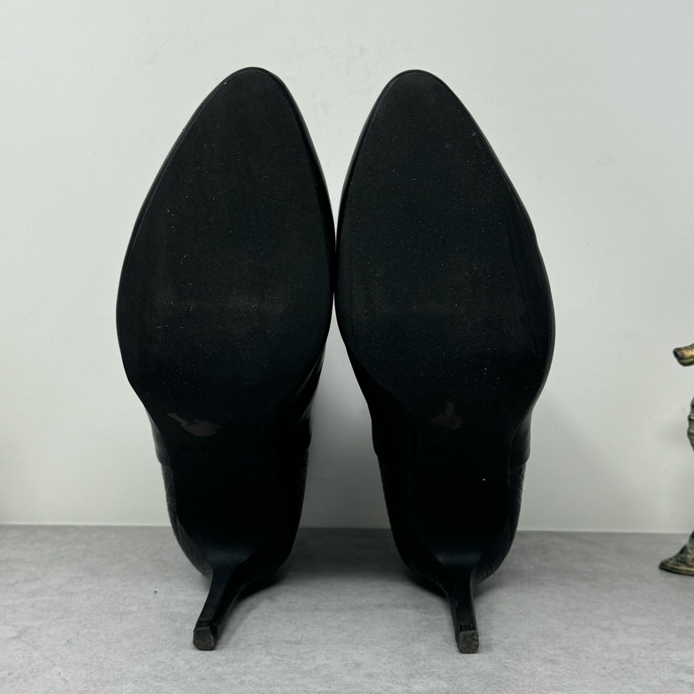 Cole Haan Grand Os Claremont Black Smooth Embossed Leather Bootie Womens Sz 10 B - Picture 8 of 11